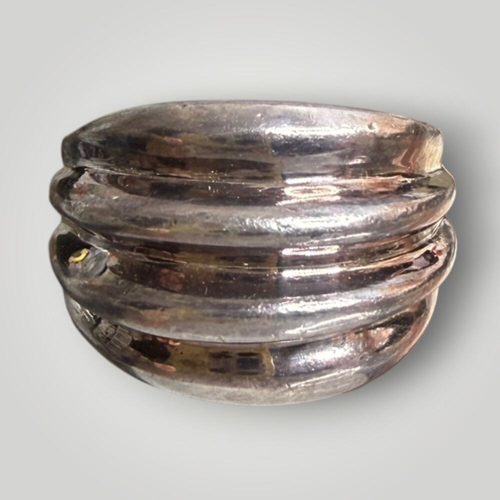 Sterling Silver 925 Wide Triple Band Crossover Ring 7.7g Modern sz 7